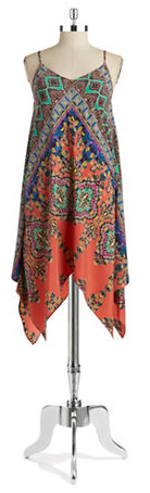 Paisley dress hanging on stand