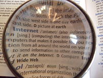 A picture of a dictionary viewed with a lens o...