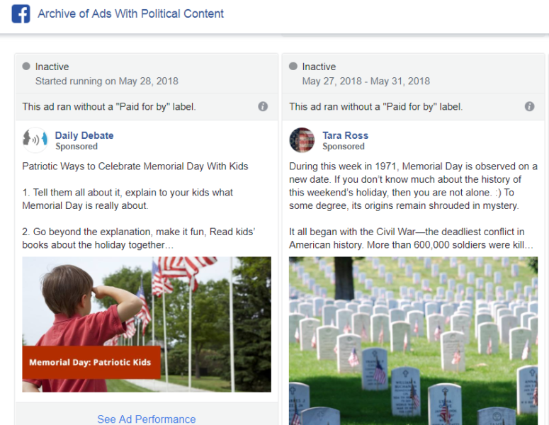 Facebook Political Ad Archive