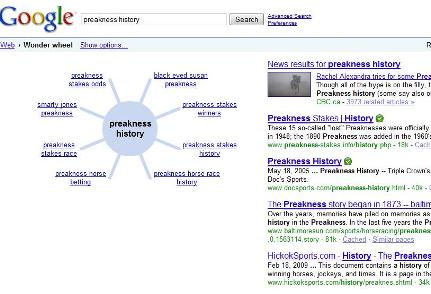 Google's Wonder Wheel view of search results